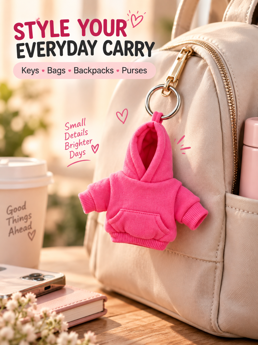 ππ Cute Hoodie Keychain Charm β Mini Fashion Accessory for Bags & Backpacks