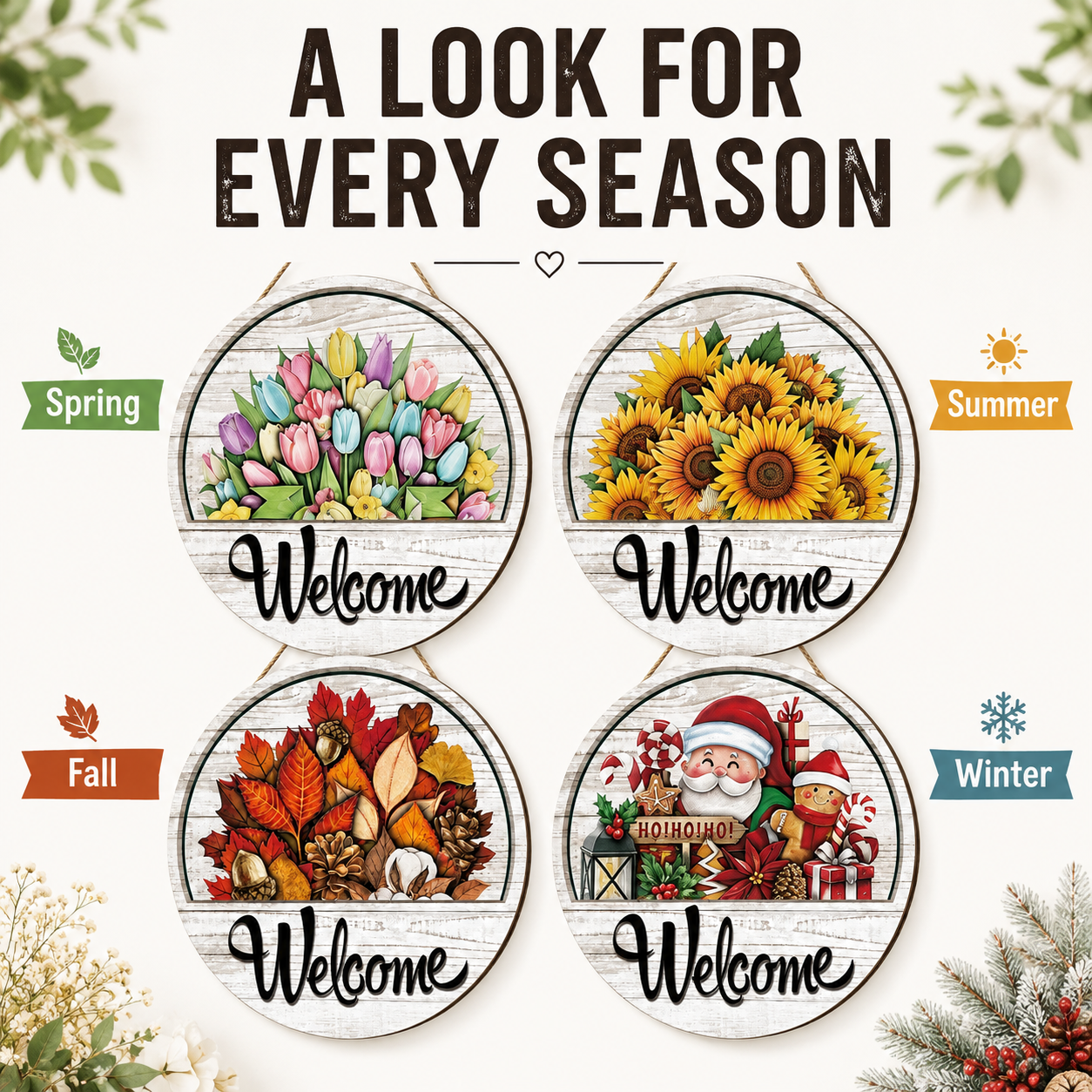 π 16-in-1 Interchangeable Seasonal Welcome Sign for Front Door πͺ Porch Decor & Holiday Home Decorations πΏ