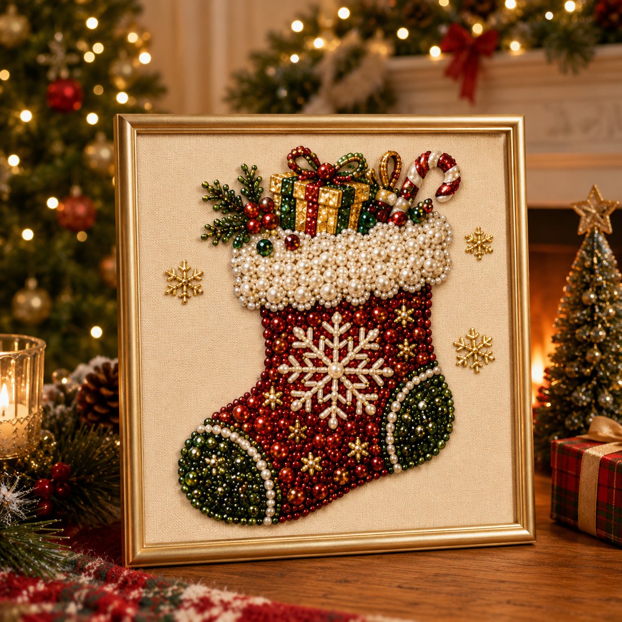 ๐DIY Christmas Pearl Diamond Painting Art Kit With Frame Relaxing & Beginner-Friendly ๐๐