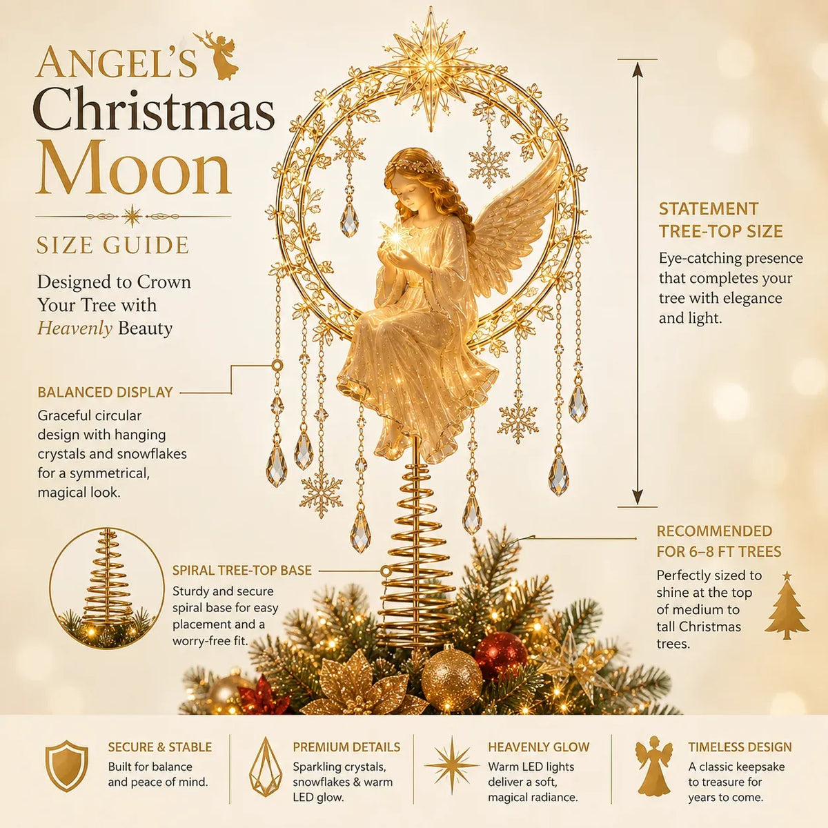 🔥Last Day 49% OFF✨ Angel’s Christmas MoonTM Lighted Angel Tree Topper