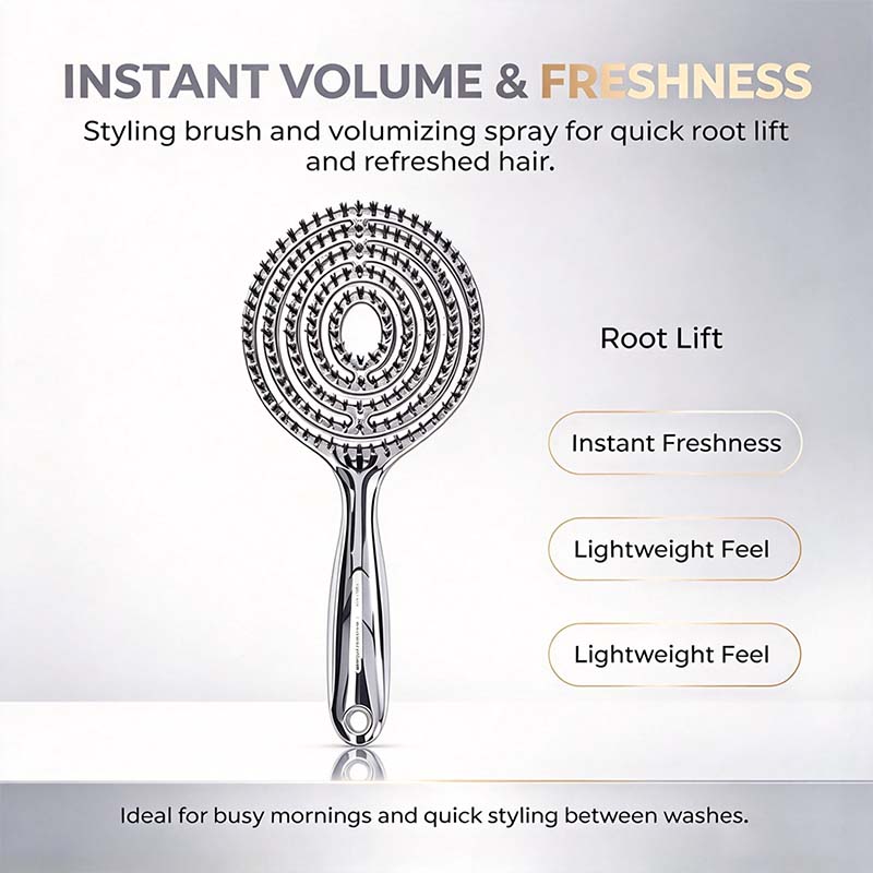 Anti-Static Hollow Round Bristle Brush - Massaging Design💇♀️✨