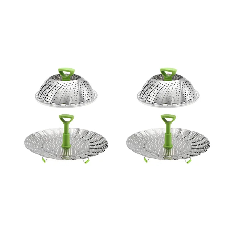 Stainless Steel Folding Vegetable Steamer Basket with Extendable Handle for Pots