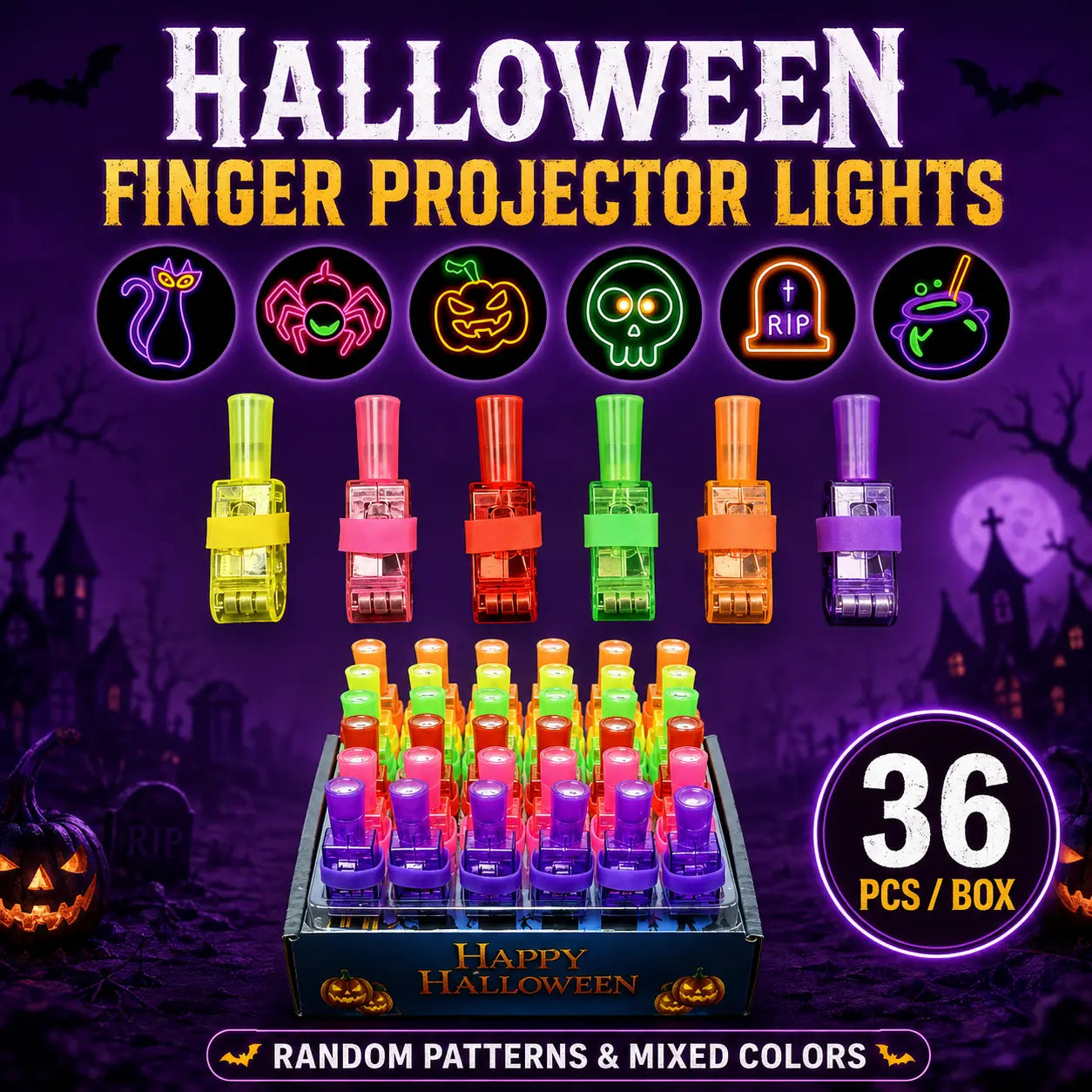 π Halloween Finger Projector Rings β LED Party Favors for Kids