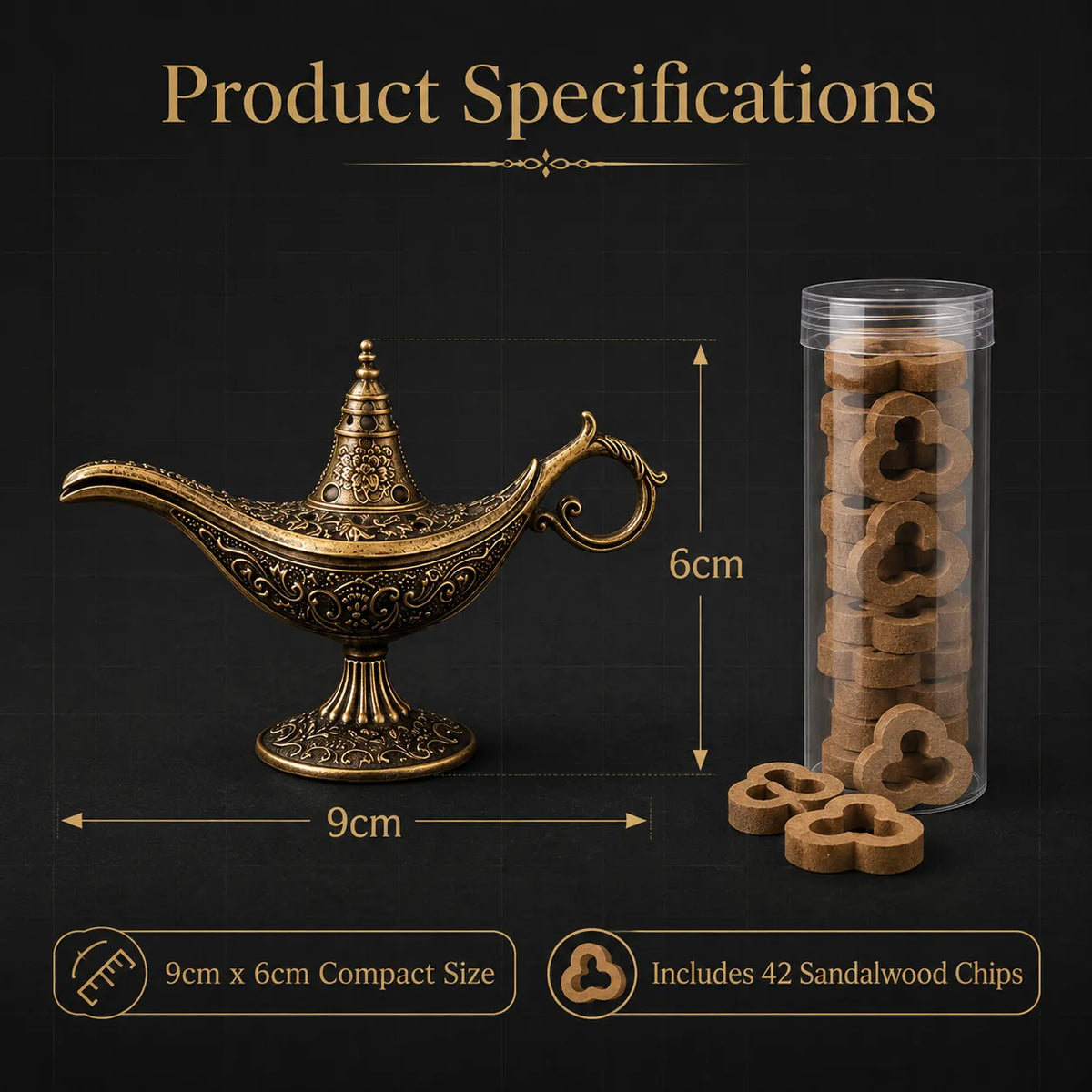 đ„Vintage Aladdin Genie Lamp Incense Holder