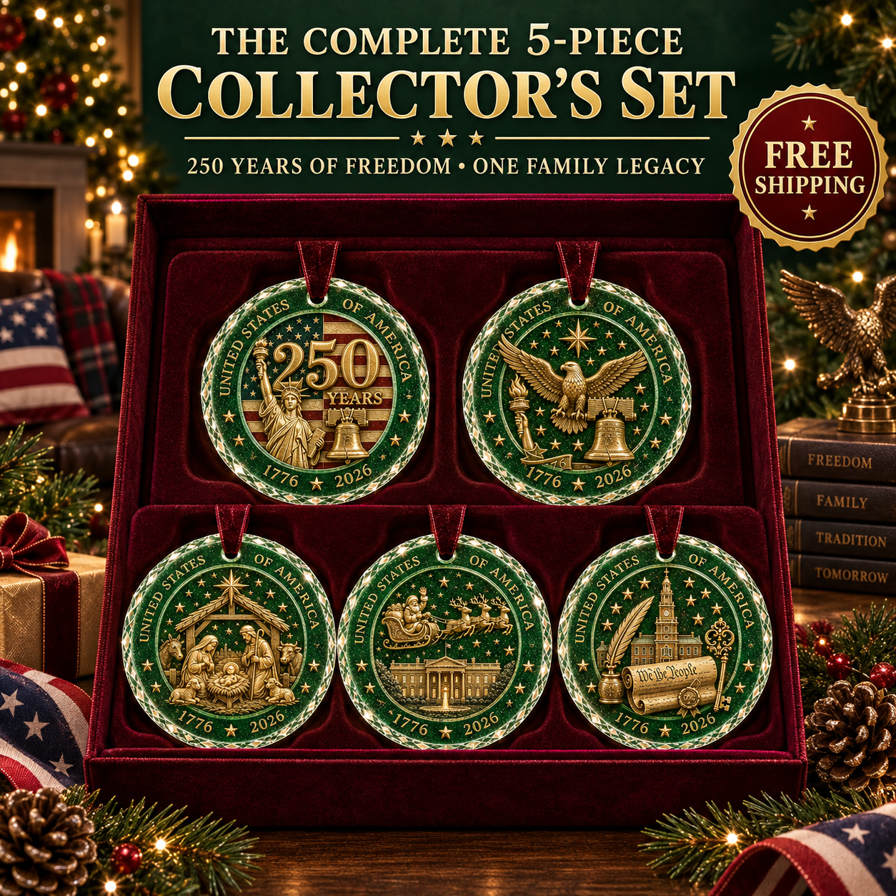 ππΊπΈ Limited Edition! π₯π 2026 America 250th Anniversary Christmas Ornament