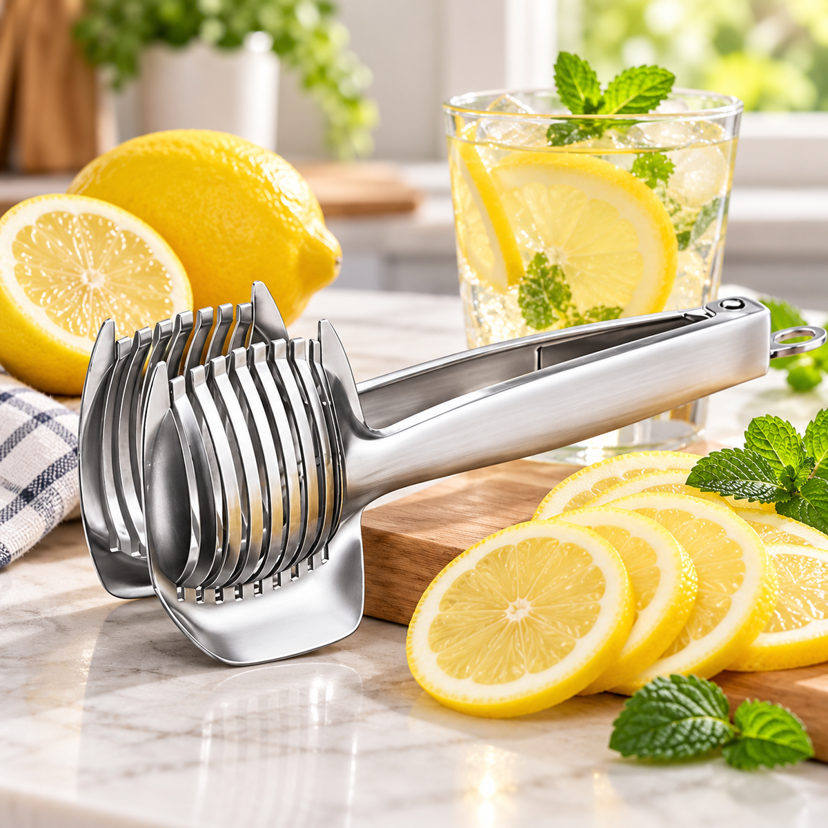 ๐ Stainless Steel Lemon Slicer Tongs โ Even Slices Made Easy