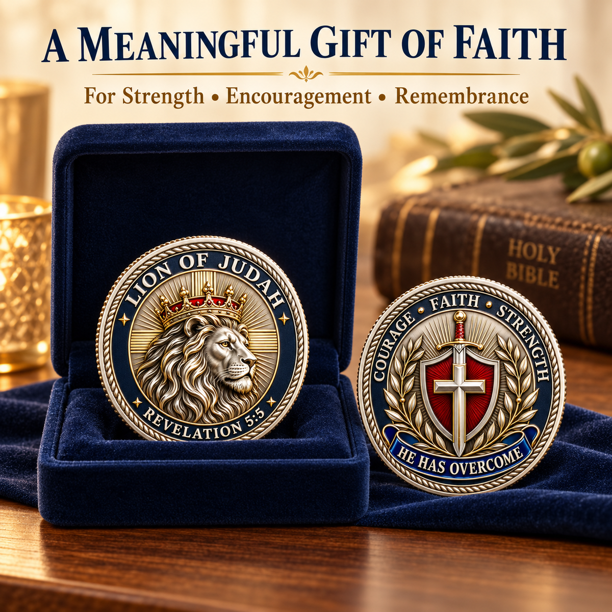 ๐๐บ๐ธ Limited Edition!๐ฅ๐ฅLion of Judah โ He Has Overcome Faith Commemorative Coin