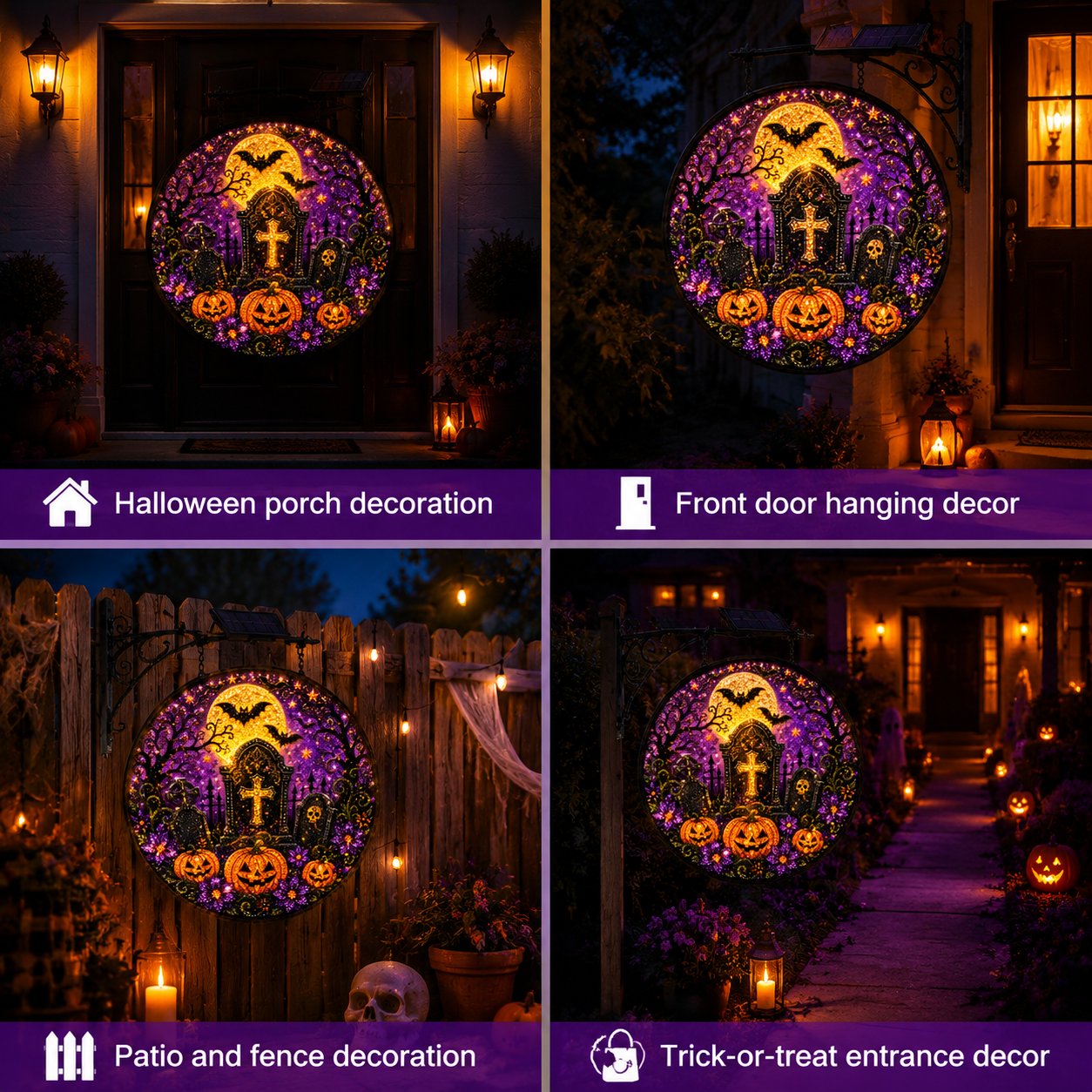 π Solar Halloween LED Hanging Sign Light π»