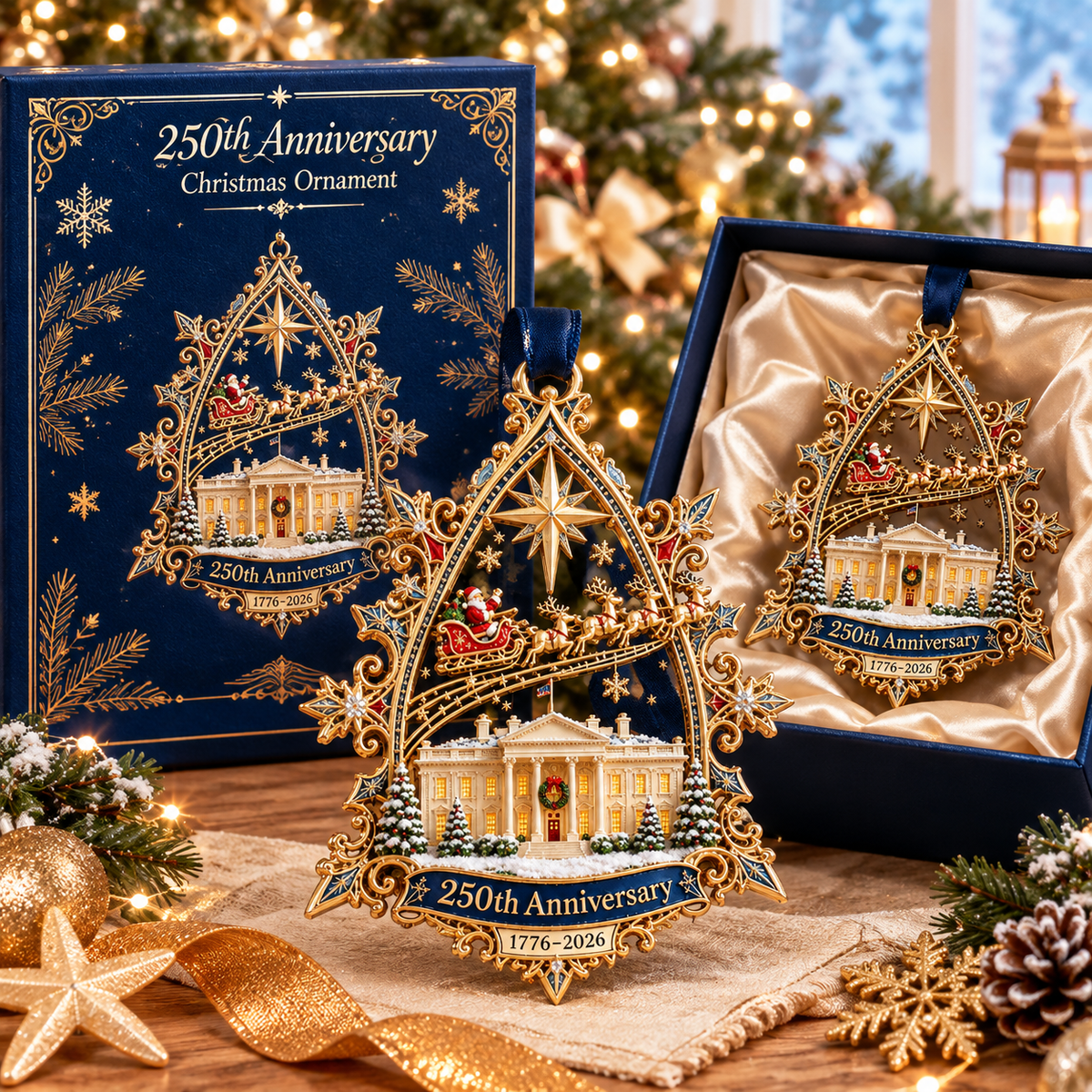 ππΊπΈ Limited Edition!π₯250th Anniversary: Santa Flying Over the White House on a Snowy Night