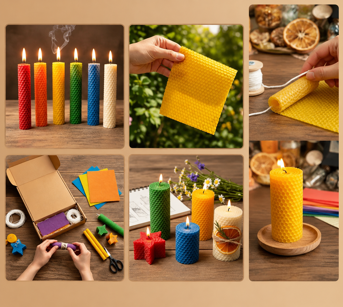 🍯🕯️ DIY Beeswax Candle Making Kit (12-Piece Set) – Create Your Own Cozy Glow!