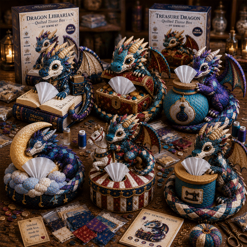 πβ¨ Dragon Keepers Collection β Quilted DIY Tissue Box Sewing Kit