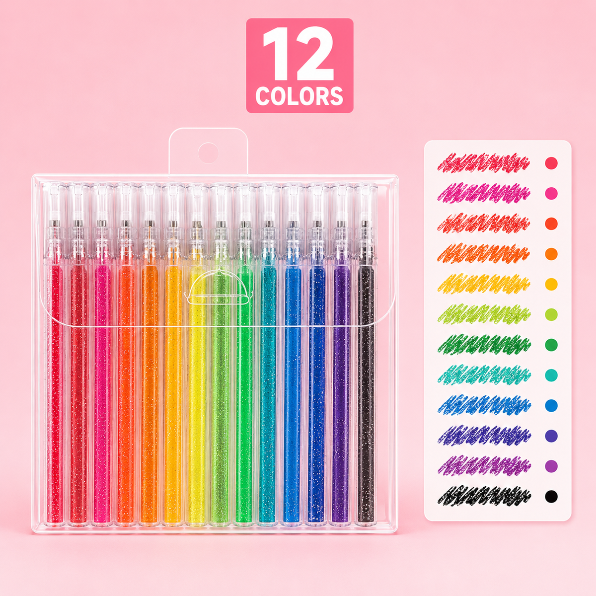 π₯Hot Selling Retractable Glitter Sparkle Gel Pens 1.0mm Fine Tip, Large Capacity Gel Pen Set for Art Journal & Hand Lettering