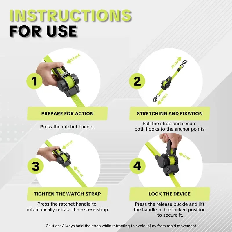 Sturdy Retractable Ratchet Straps