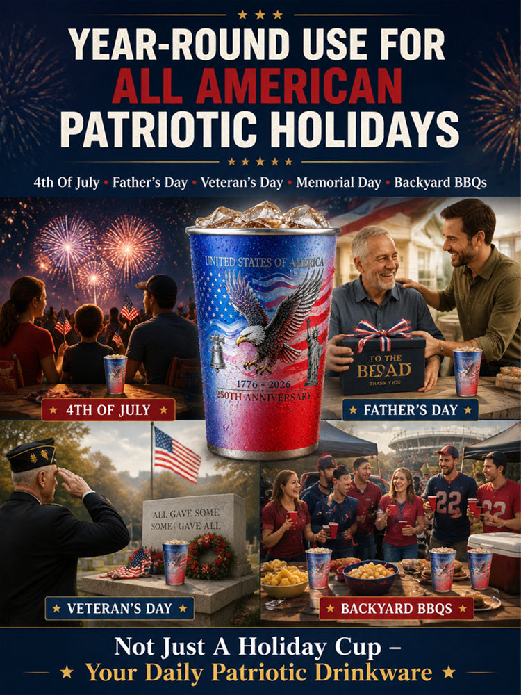 π₯ Toast to the 250th anniversary of our nation! Pour your chilled beverage, and watch the Star-Spangled Banner πΊπΈ appear vividly on the cup surface.