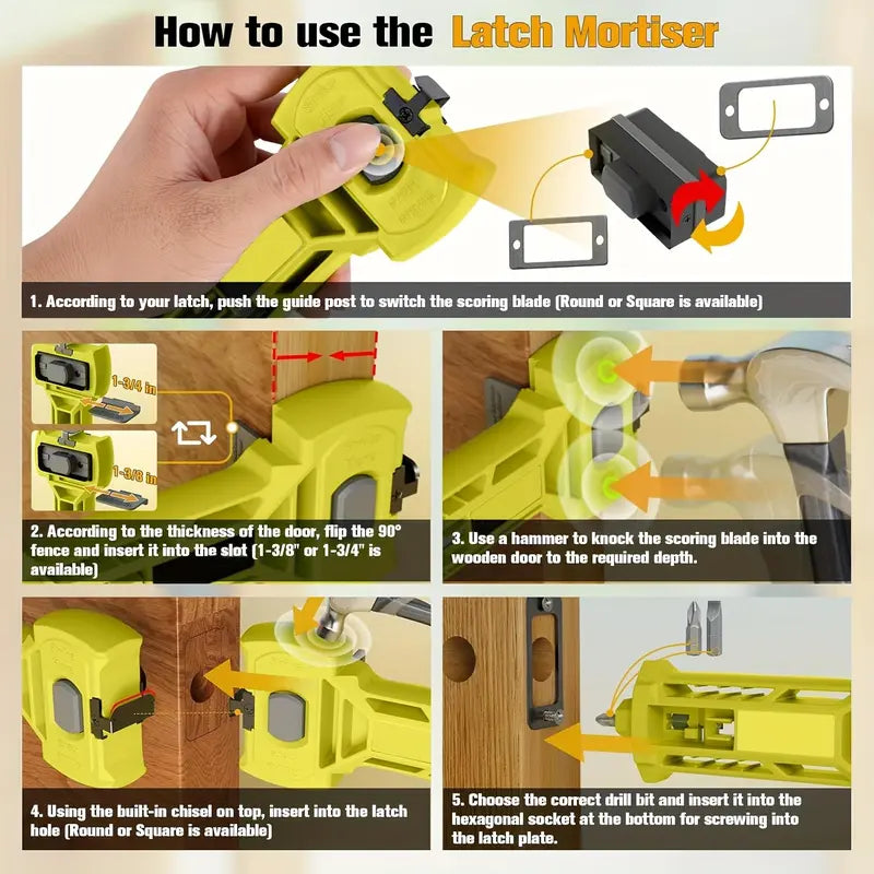 π¨ Door Latch Installation Kit β Precision Mortise Tool for Fast & Accurate Door Lock Installation