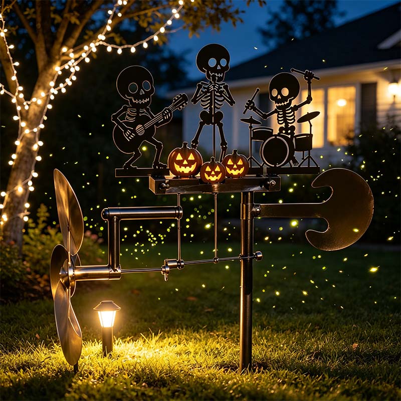 🔥🎃LAST DAY 50% OFF - 💀Halloween Skeleton Metal Drummer Kinetic Wind Spinner