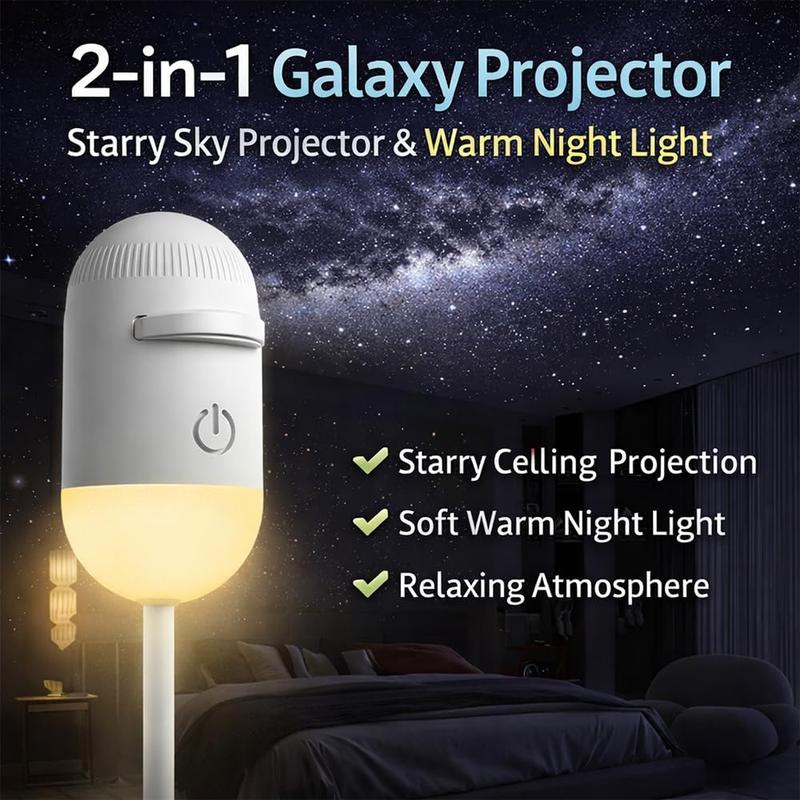 π 2-in-1 Galaxy Projector Night Light with 3 Projection Films