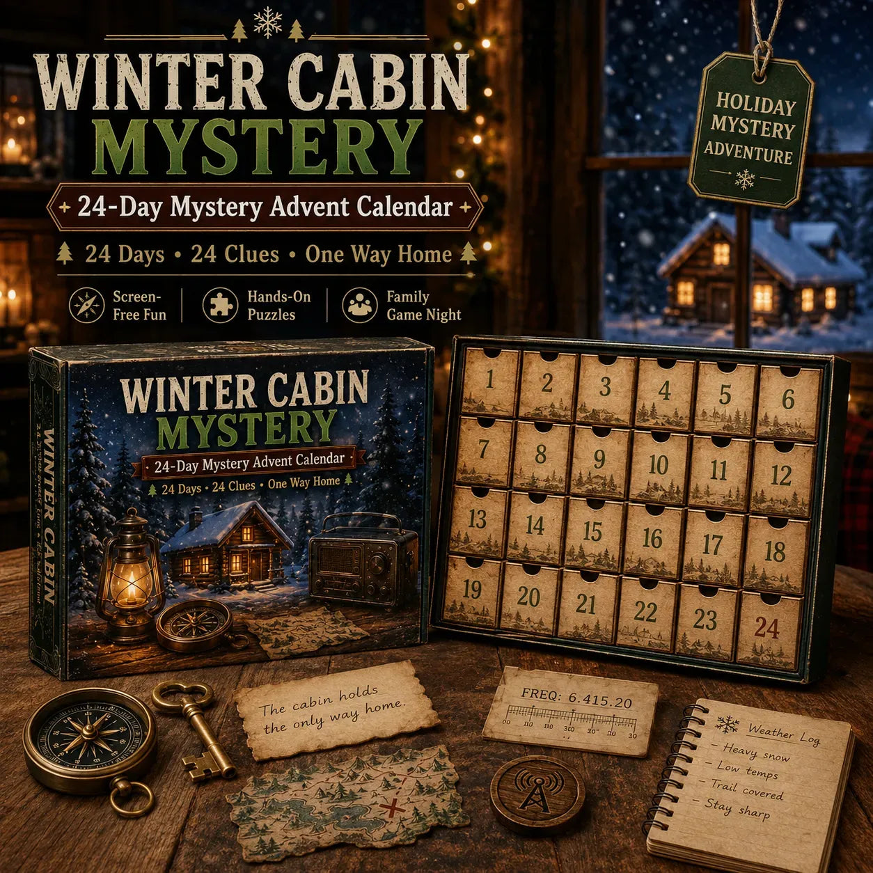 โณ Last Day 49% OFF โ ๐24-Day Mystery Adventure Advent Calendar | Interactive Christmas Puzzle Game with 6 Story Themes, Hidden Clues & Hands-On Challenges ๐งฉ