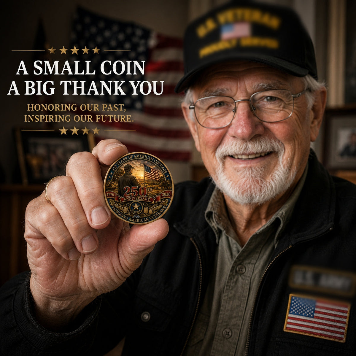 🔥 Last 30pcs🔥 🇺🇸 Limited Edition 250th Anniversary Commemorative Veteran Coin (1776-2026) | The Ultimate Keepsake & Challenge Coin 🦅