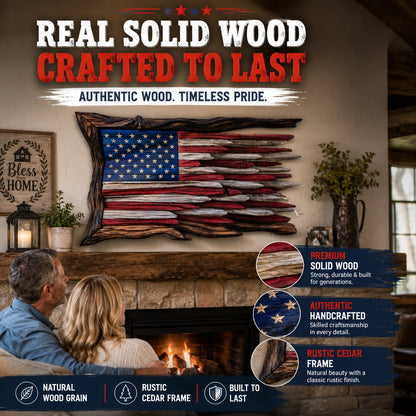 Handmade Wooden American Flag Wall Art 🔥
