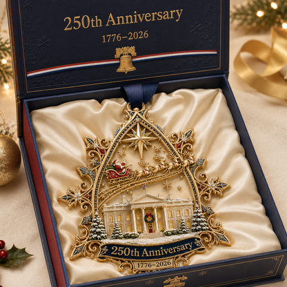 🏆🇺🇸 Limited Edition!🔥250th Anniversary: Santa Flying Over the White House on a Snowy Night