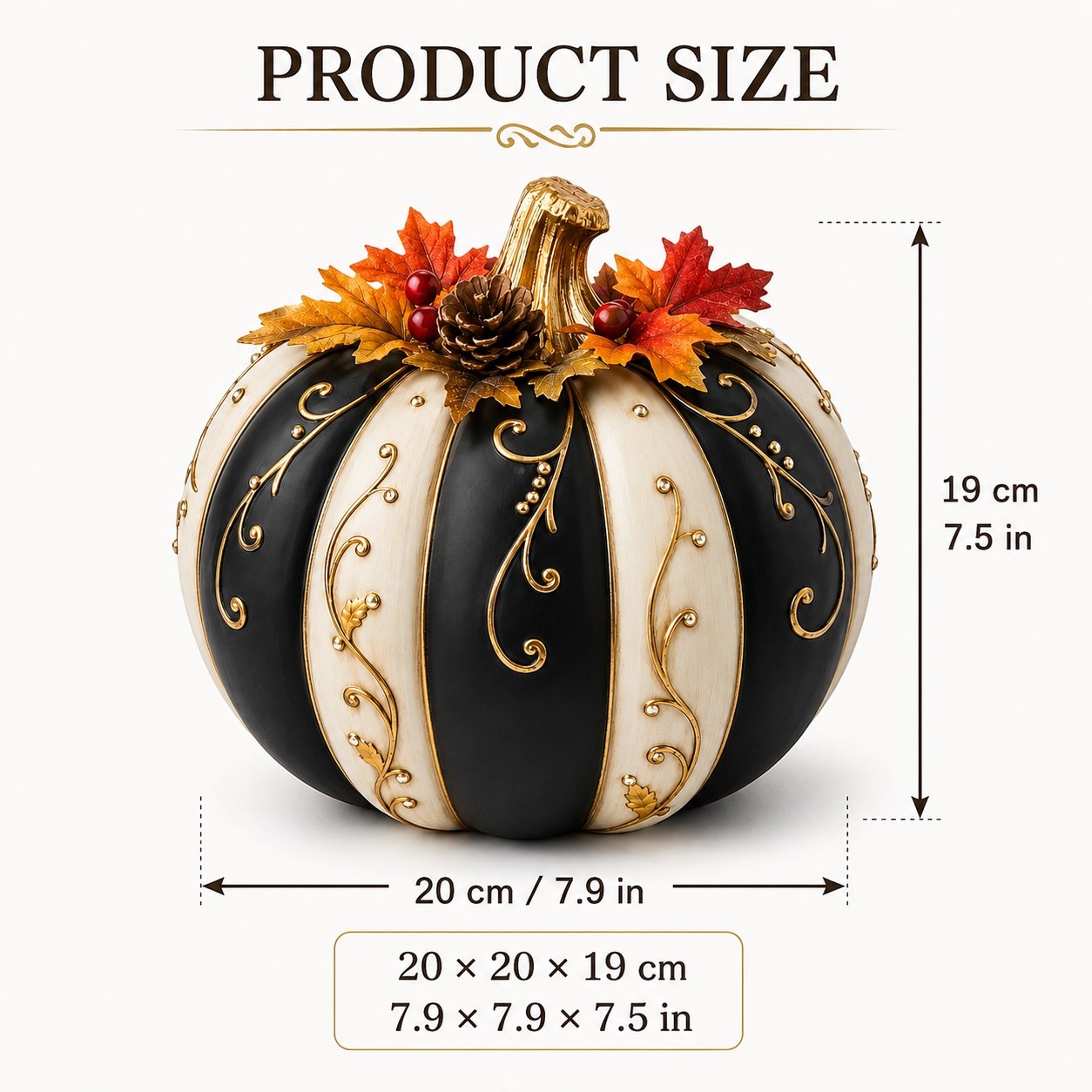 🔥HOT SALE - 🎃Lighted Black & Ivory Pumpkin Decor with Remote