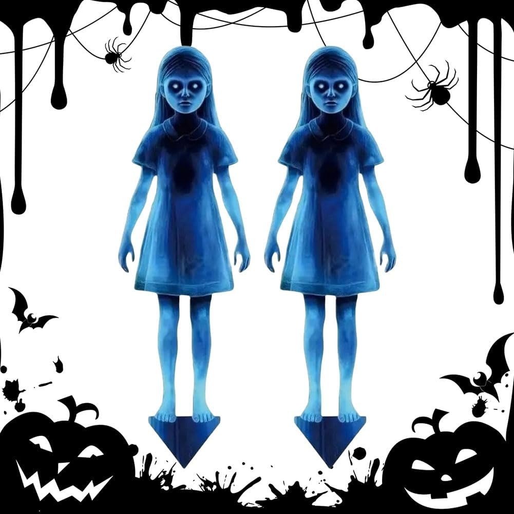 2-Piece Creepy Ghost Girl Garden Stakes for Halloween