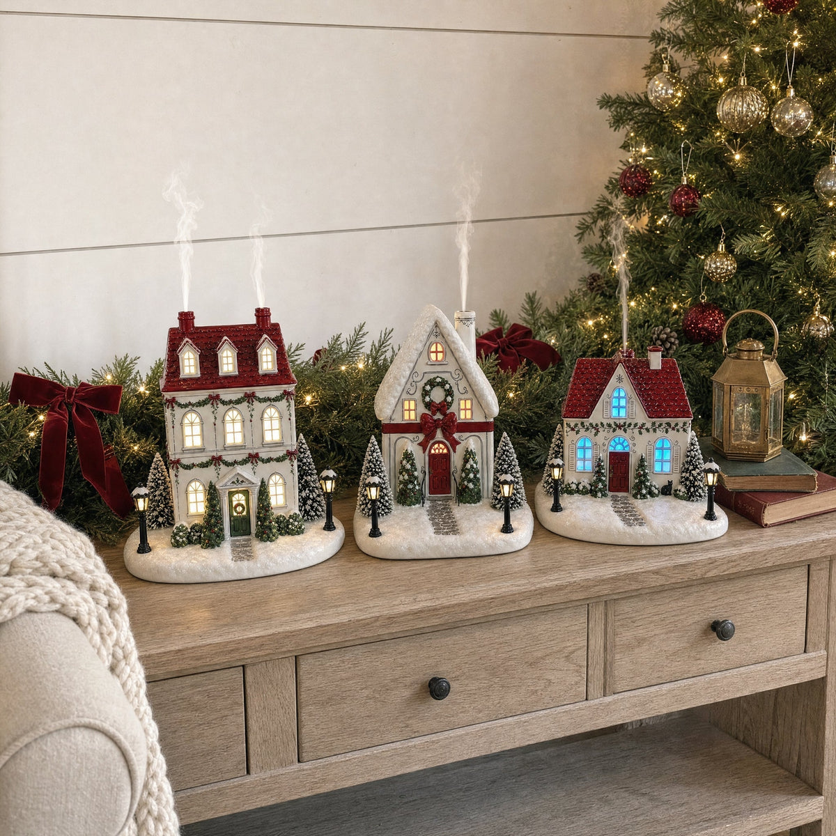 50% OFF🏠 Christmas House Aroma Diffuser – Gentle Mist & Glowing Windows