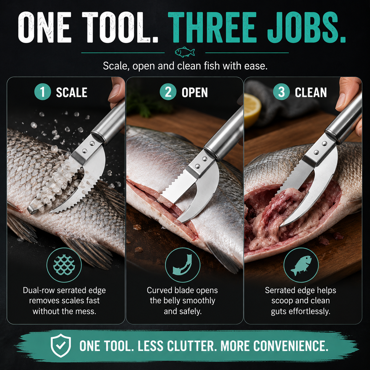 🐟 2026 Hot Sale 3-in-1 Fish Scaler & Cleaning Knife