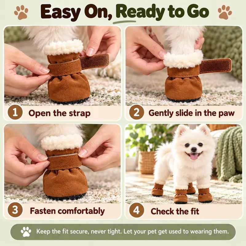 Soft Velvet Puppy Booties, Warm Non-Slip Paw Covers for Small Dogs 🐾