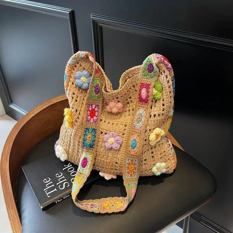 👛Handmade Crochet Floral Aesthetic Tote Bag
