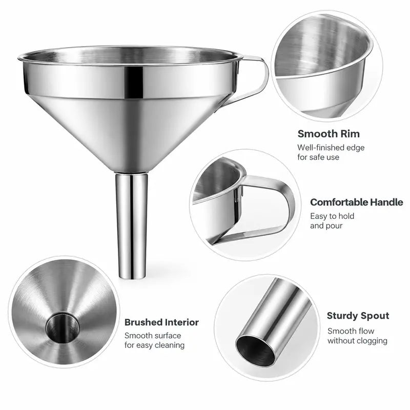 Unnel for Filling Bottles, 5 Inch Food Grade Stainless Steel Kitchen Funnel with 200 Mesh Filter Strainer ✨