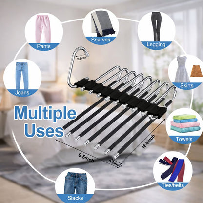 👖 9-Tier Space-Saving Pants Hangers – 2 Pack