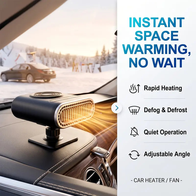 12V Portable Car Heater - 12v Power, Adjustable Defogging Windshield Demister 🚗