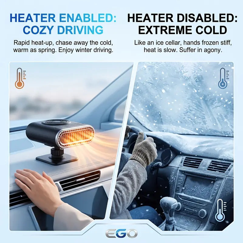 12V Portable Car Heater - 12v Power, Adjustable Defogging Windshield Demister 🚗