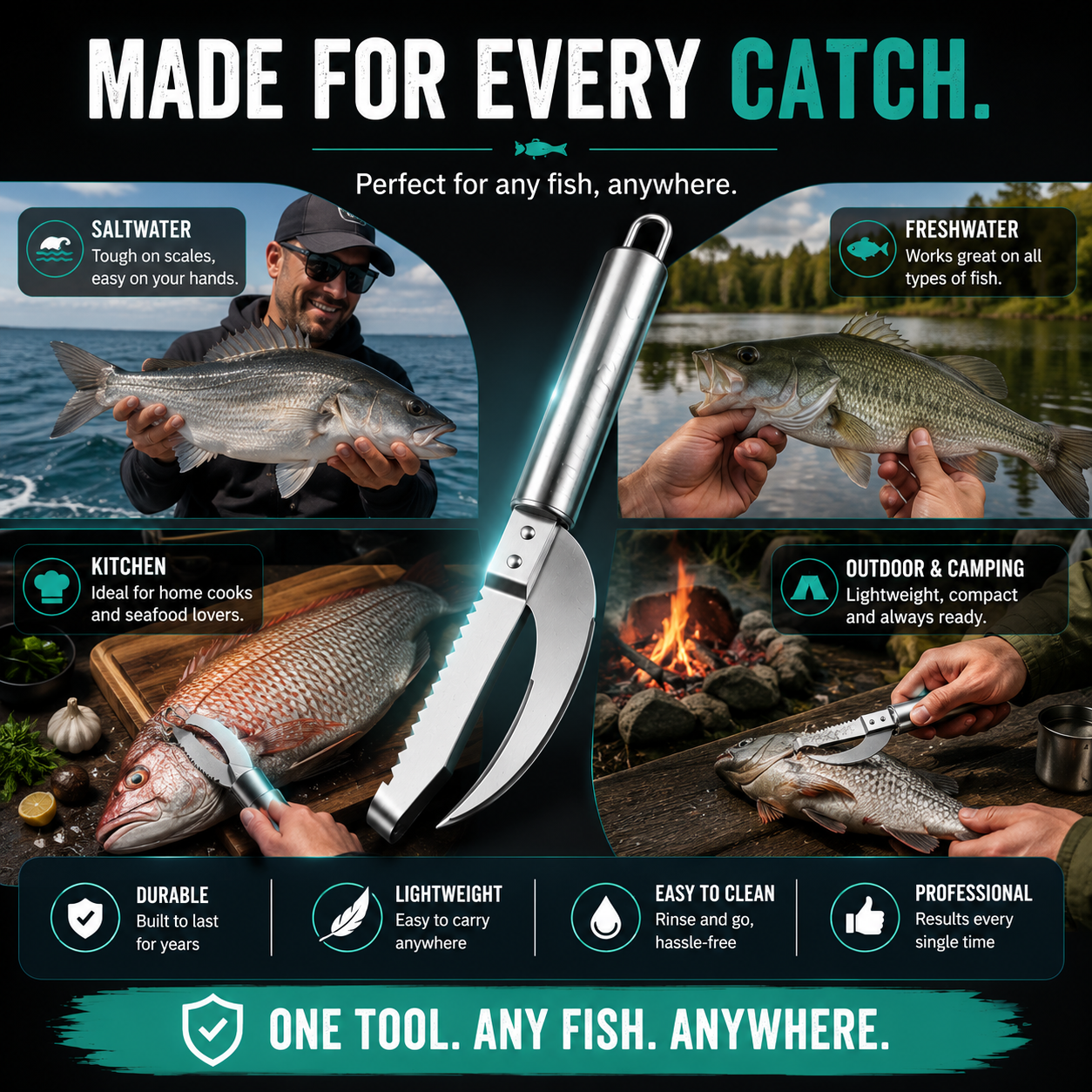 🐟 2026 Hot Sale 3-in-1 Fish Scaler & Cleaning Knife
