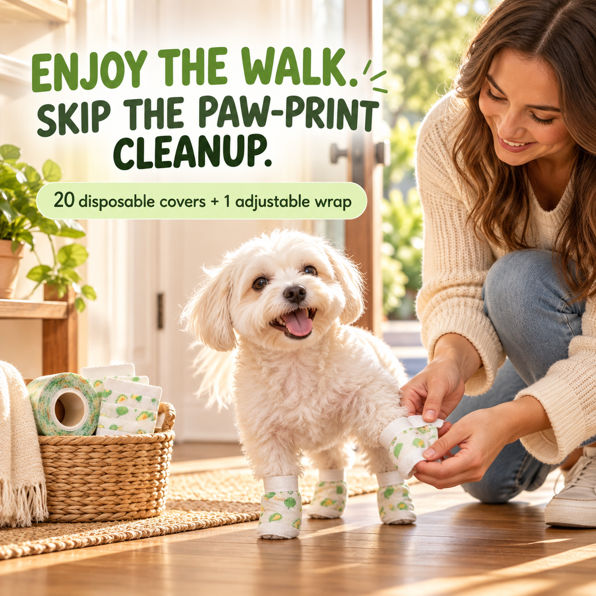 🐾 Keep Muddy Paw Prints Outside—Disposable Dog Paw Covers