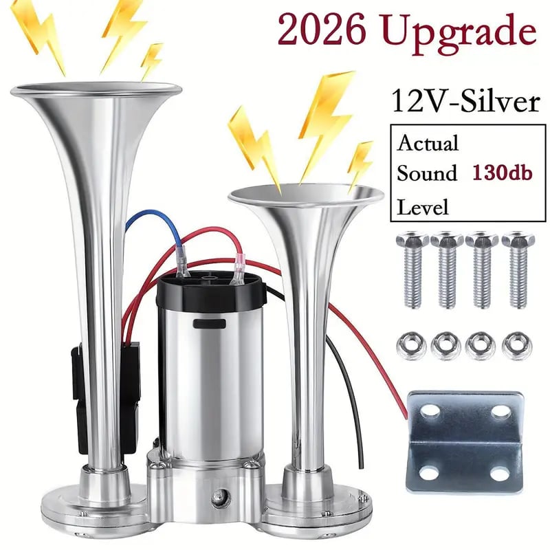 📢 150dB Super Loud Train Horn Kit | Universal 12V Dual Air Horn For Trucks & Cars
