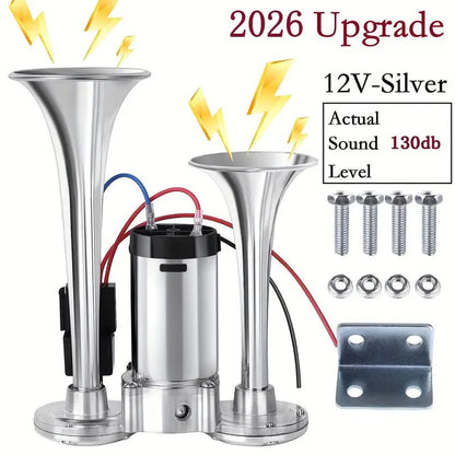 📢 150dB Super Loud Train Horn Kit | Universal 12V Dual Air Horn For Trucks & Cars