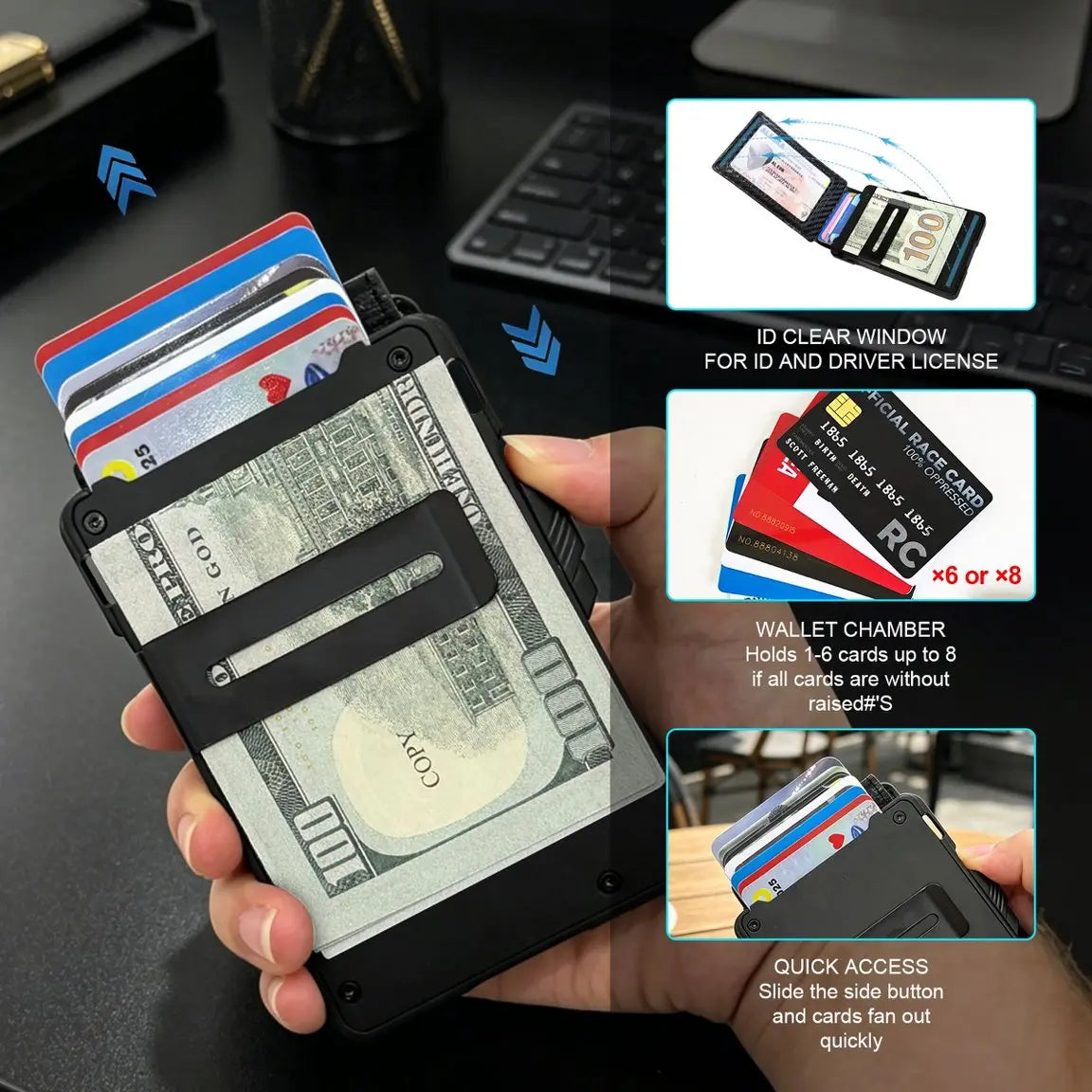 Slim RFID pop-up men's wallet