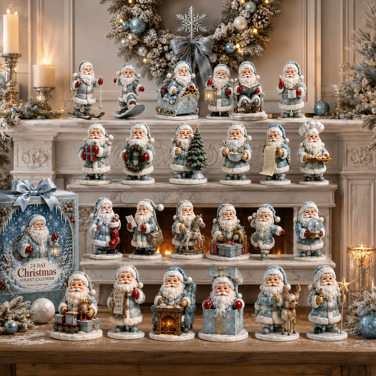 ✨24-Day Christmas Countdown Advent Calendar –Icy Santa Claus Ornament