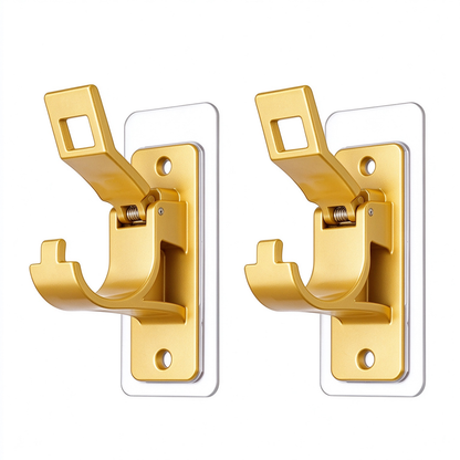 2-Pack No-Drill Curtain Rod Brackets, Self-Adhesive Multifunctional Acrylic Gel Rod Holder Hooks 🏠
