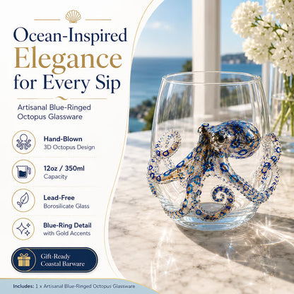 🌊44% OFF – 🔥Artisanal Blue-Ringed Octopus Glass– 3D Ocean-Inspired