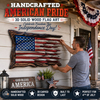 Handmade Wooden American Flag Wall Art 🔥