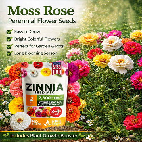 💫🌸Moss Rose🌿Perennial Flower Seeds With Plant Growth Supplement