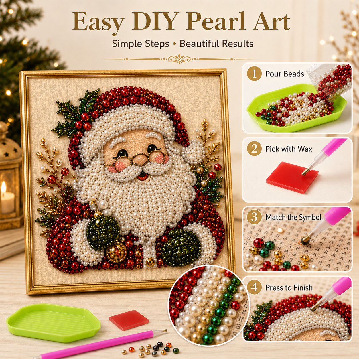 🎄DIY Christmas Pearl Diamond Painting Art Kit With Frame Relaxing & Beginner-Friendly 🎄🎄