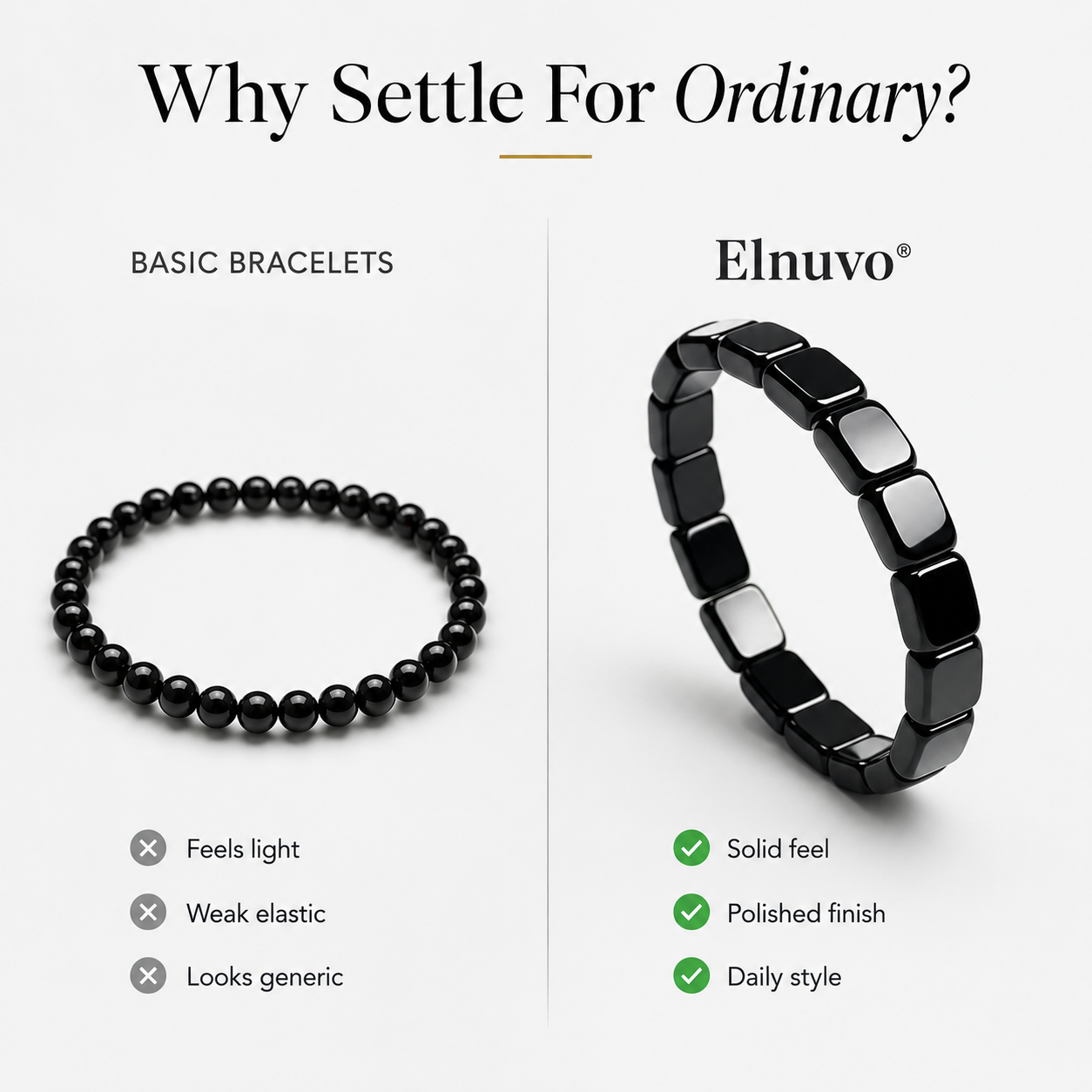 Elnuvo® Men’s Hematite Strength Bracelet