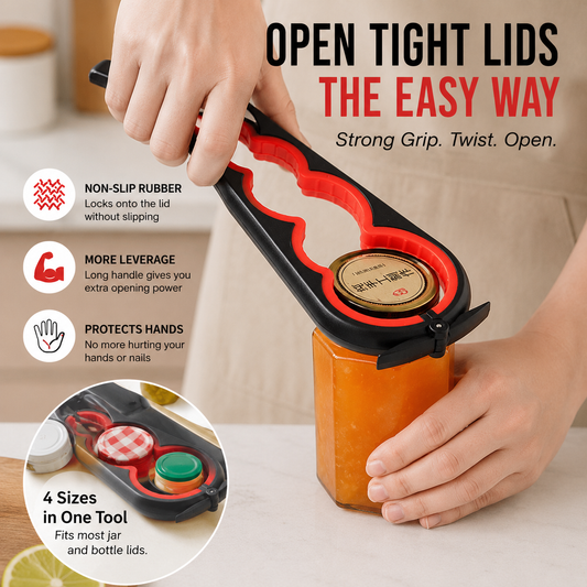 🔥 Open Tight Lids with Ease | 4-in-1 Multi-Function Jar Opener