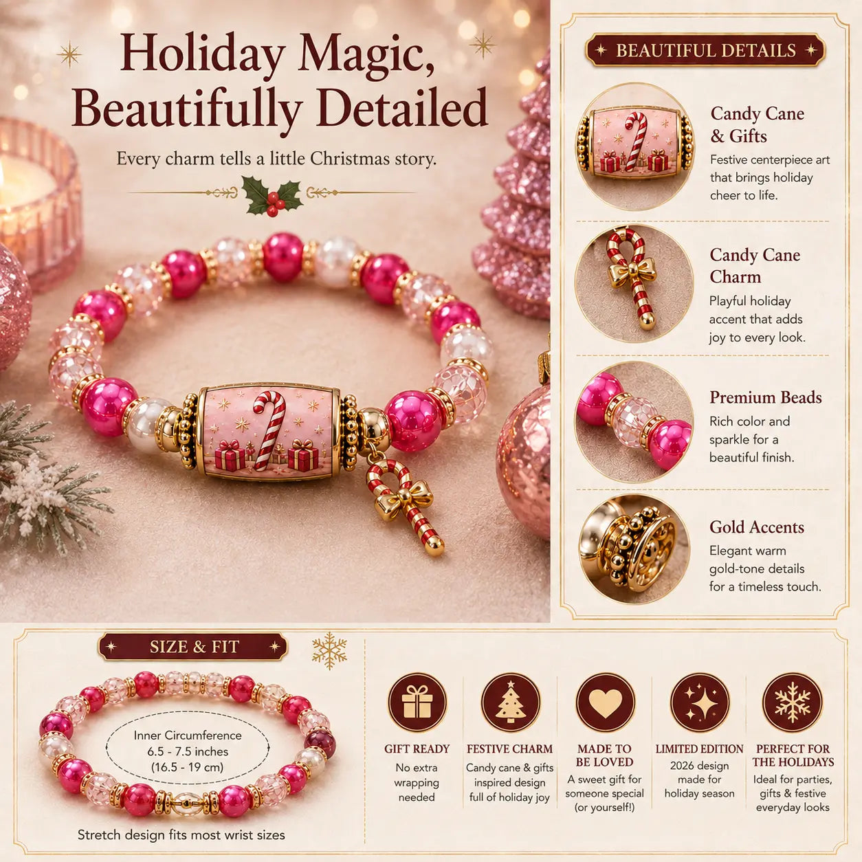 🎄 Limited Edition Christmas Story Beaded Bracelet Set | Holiday Gift Jewelry