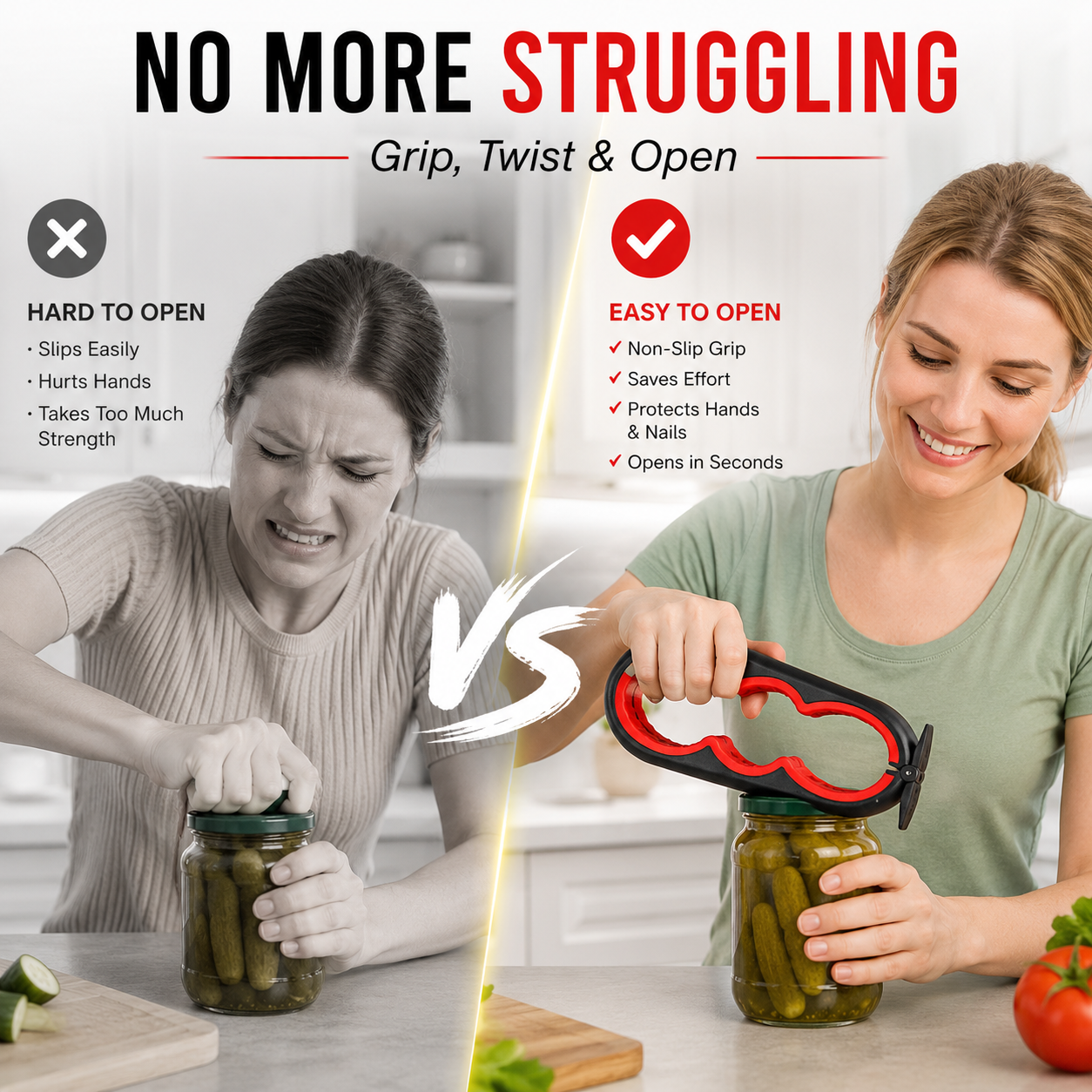 🔥 Open Tight Lids with Ease | 4-in-1 Multi-Function Jar Opener
